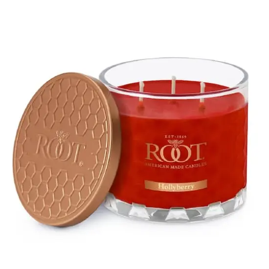 Root Candles Signature 3-Wick Honeycomb Beeswax Blend Jar Candle Hollyberry {1}