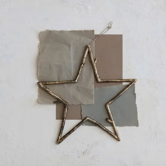 Hello Honey&reg; 13" Antique Gold Twig Star Metal Ornament {3}