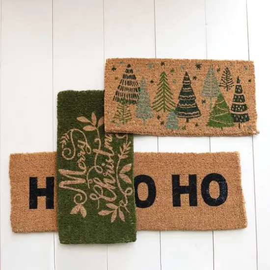 Hello Honey&reg; Green Merry Christmas Natural Coir Doormat {3}