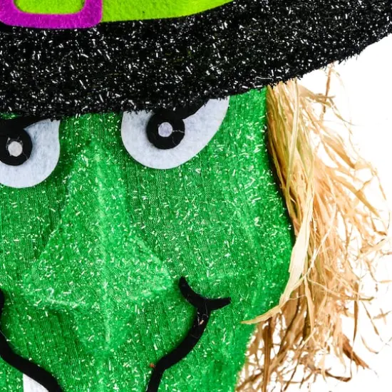 39'' Pre-Lit Green Witch with Broom Halloween D&eacute;cor {3}