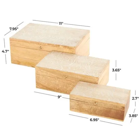 Brown & Whitewashed Scroll Storage Box Set {9}