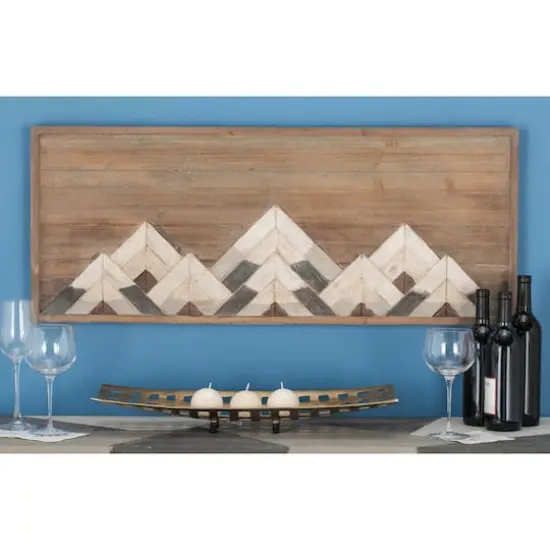 39" Brown Wood Farmhouse Abstract Wall Decor {5}