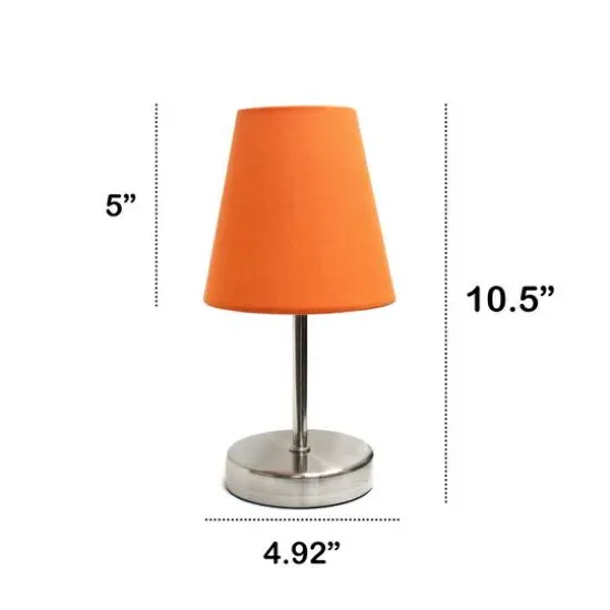 Creekwood Home Nauru 10.5" Sand Nickel Petite Metal Stick Table Lamp Orange {4}