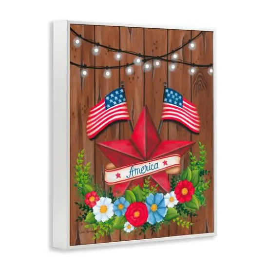 Stupell Industries Americana Country Garland Framed Giclee Art White {4}