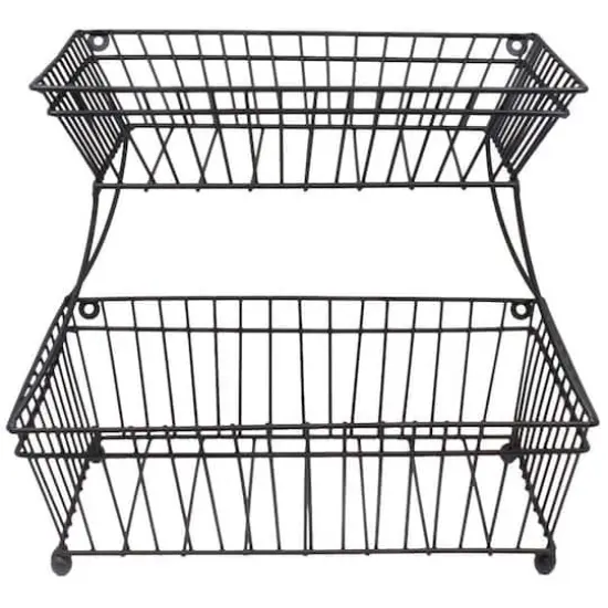 Sorbus 2-Tier Flat-Back Metal Basket {1}