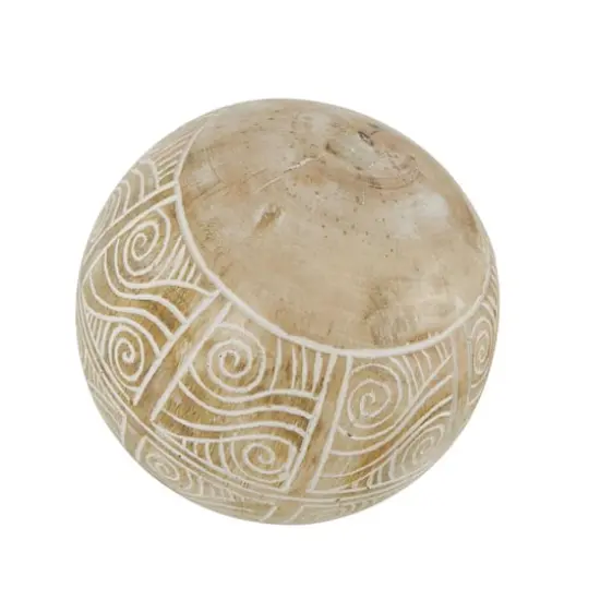 Cream Mango Wood Decorative Ball Orbs Set {6}