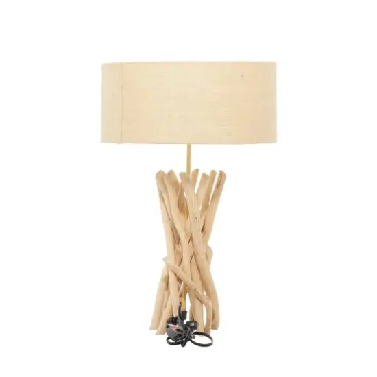 24" Natural Beige Wood Rustic Table Lamp {8}
