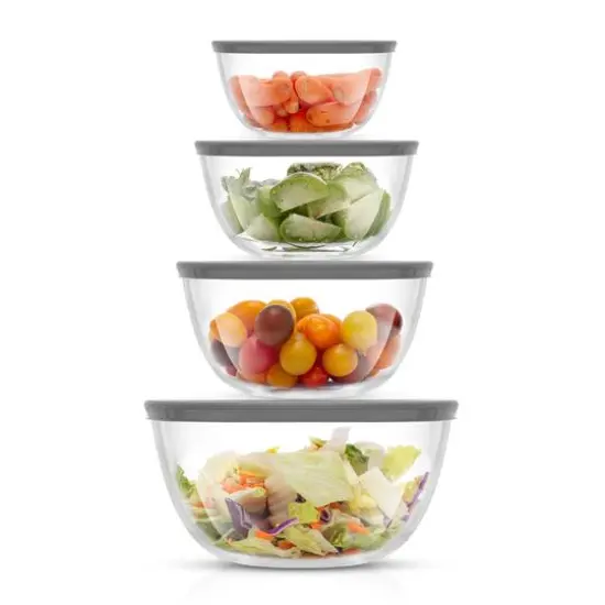JoyJolt&reg; Glass Mixing Bowls with Lids Set Gray {2}