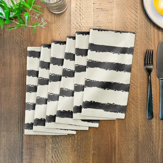 Stripes Cotton Twill Napkin Cream/Black {4}