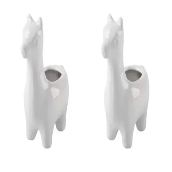 Flora Bunda 5" White Empty Ceramic Llama Set {1}