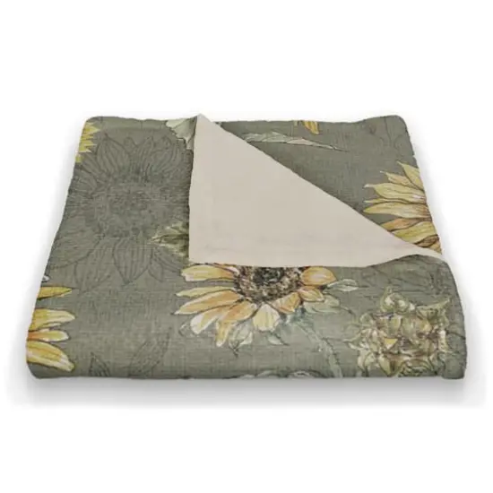Sunflower Pattern Coral Fleece Blanket Green {3}