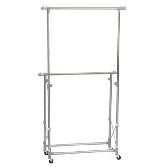 Household Essentials 62" Folding Double Garment Rack with Wheels {8}