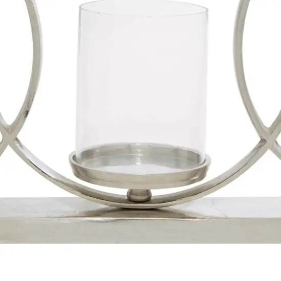 26'' Silver Aluminum Contemporary Candle Holder {3}