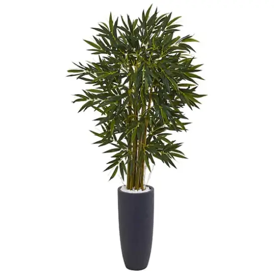 6.5ft. Potted Bamboo Artificial Tree in Gray Cylinder Planter {1}