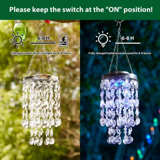 Glitzhome&reg; 18.75" Solar Lit Beaded Wind Chimes, 2ct. Transparent {7}