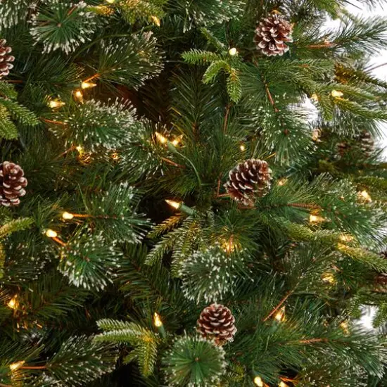 9ft. Pre-Lit Snow Tipped Clermont Mixed Pine Artificial Christmas Tree, Clear Lights {5}