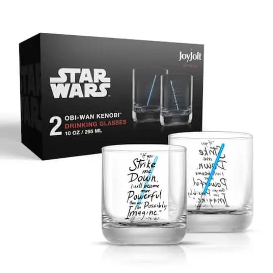 JoyJolt&reg; Star Wars&trade; 10oz. New Hope Obi-Wan Kenobi Blue Lightsaber Short Drinking Glass, 2ct. {8}