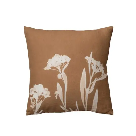 Hello Honey&reg; Brown & Natural Linen Floral Image Printed Pillow Cover {1}