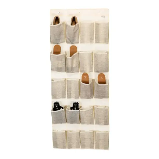 Simplify Faux Jute 20-Pocket Shoe Organizer Brown {3}
