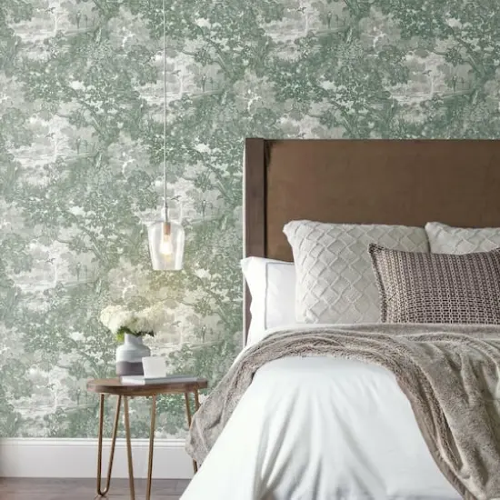 RoomMates Jungle Toile Peel & Stick Wallpaper Green/Gray {7}