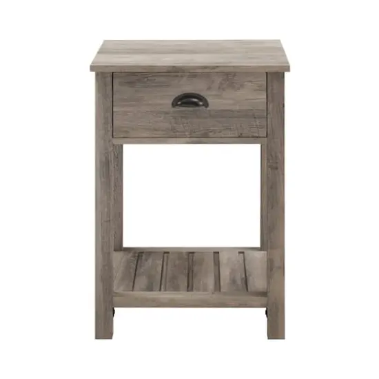 Walker Edison Gray Wash Country Single Drawer Nightstand {7}