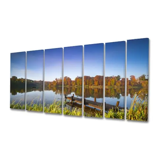 Designart - Still Waters of Fall Lake - Landscape Canvas Art Print {4}