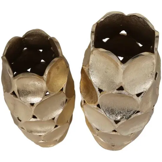 Gold Aluminum Geometric Open Framed Vase with Circular Plates Set {8}