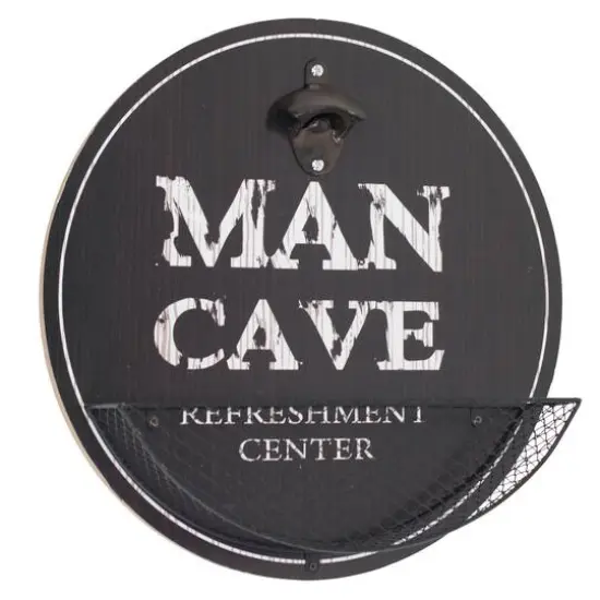 American Art D&eacute;cor&trade; Man Cave Bottle Opener & Cap Catcher Wall D&eacute;cor {1}