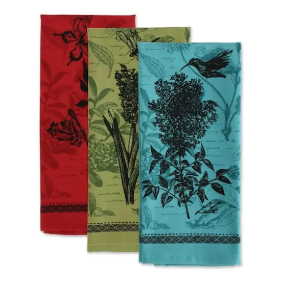 DII&reg; Botanical Print Kitchen Textiles Dishtowel Set {3}
