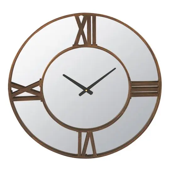 Hello Honey® 23.5'' Metal Wall Clock Mirror with Antiqued Bronze Finish Trim {1}
