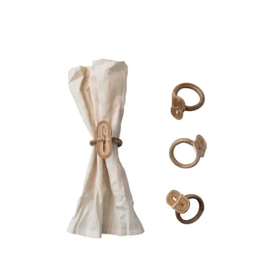 Hello Honey&reg; Boho Woven Bamboo Napkin Ring Set {4}