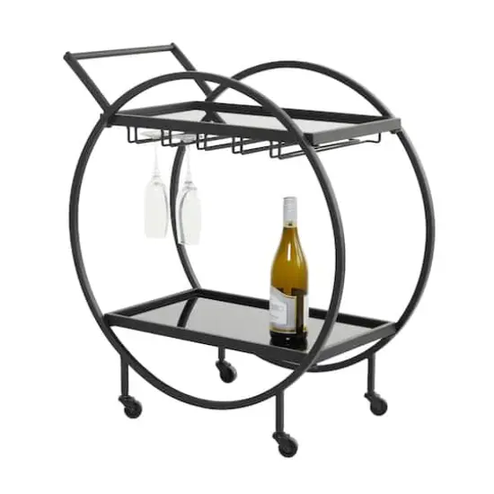31" Metal Contemporary Bar Cart Black {1}