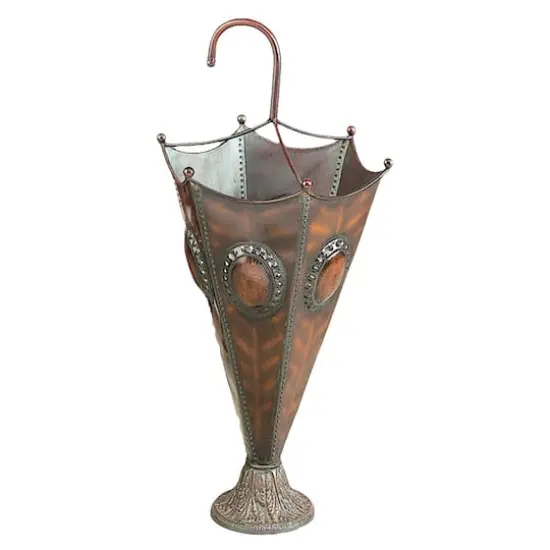 28" Brown Metal Rustic Umbrella Stand {1}