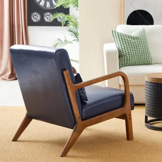 Glitzhome&reg; Mid-Century Faux Leather Accent Chair Blue {6}