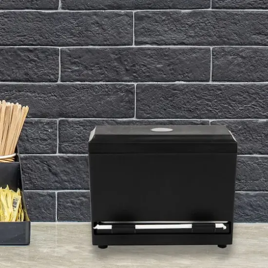 Mind Reader Black One-Touch Straw Holder Dispenser {3}