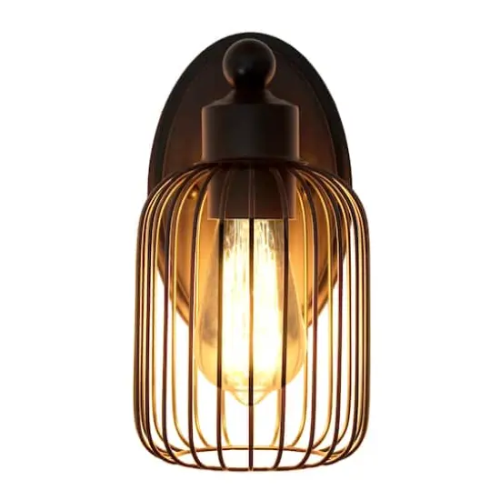 Lalia Home Ironhouse 10.5" Black Cage Wall Sconce {4}