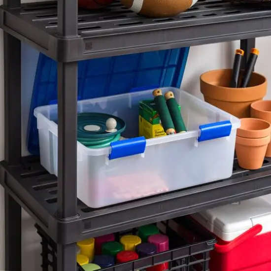 IRIS&reg; WeatherPro&trade; 26.5qt. Clear Heavy Duty Plastic Storage Bin with Blue Lid {8}