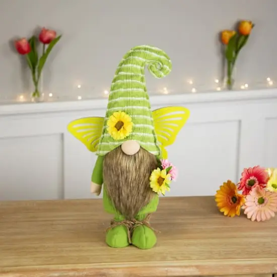 16" Green & Yellow Butterfly Gnome Spring Figurine {3}