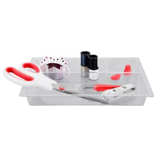 SINGER&reg; Large Classic Sewing Print Sewing Basket with Sewing Scissors & Notions {5}