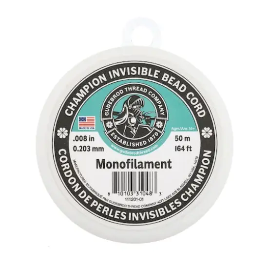 Gudebrod 0.008" x 164ft. Monofilament Champion Invisible Bead Cord {1}