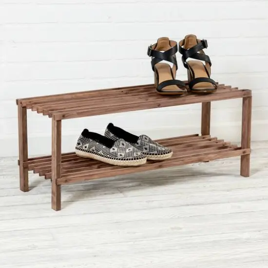 Honey Can Do Espresso 2-Tier Wood Shoe Rack {3}