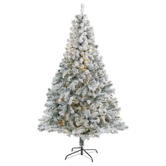 7ft. Pre-Lit Flocked Rock Springs Spruce Artificial Christmas Tree with Clear LED Lights {1}
