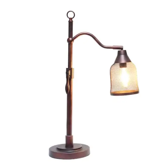 Lalia Home 25" Red Bronze Vintage Arched Table Lamp with Iron Mesh Shade {3}