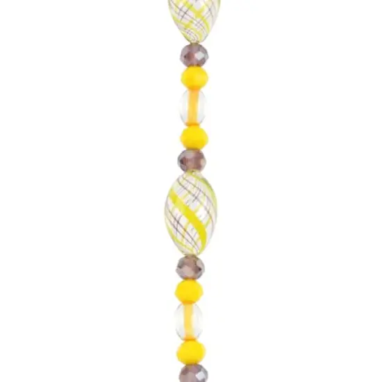 Yellow Lampwork Glass Stripe Oval Beads by Bead Landing&trade; {1}
