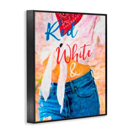 Stupell Industries Red White & Blue Patriotic American Celebration Framed Giclee Art Black {4}