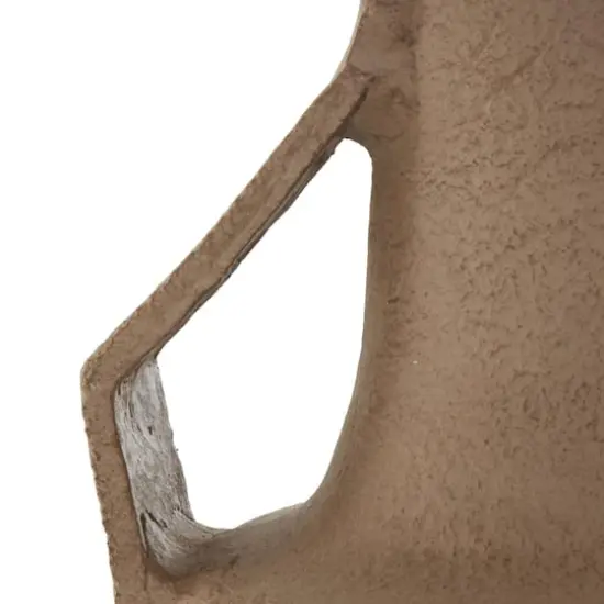 19.25" Brown Paper Mache Abstract Distressed Textured Vase with Triangular Handle {5}