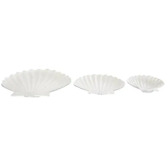 White Shell Metal Bowl Set {8}