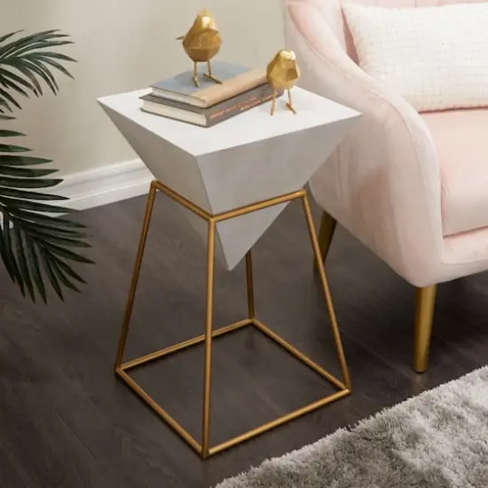 Gold Metal Modern Accent Table, 24" x 20" x 17" {8}
