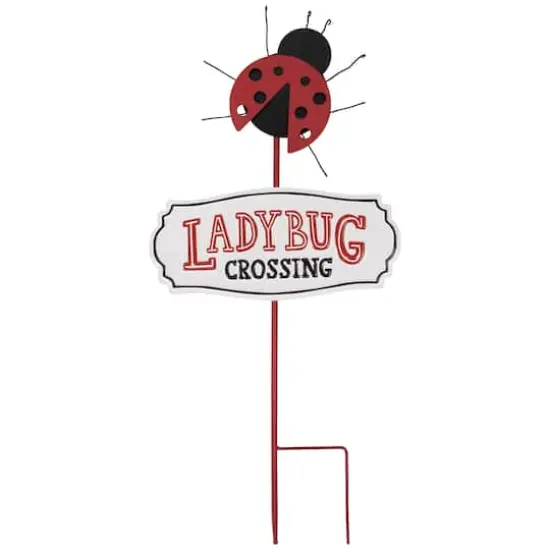 23" Ladybug Crossing Metal Garden Stake {1}