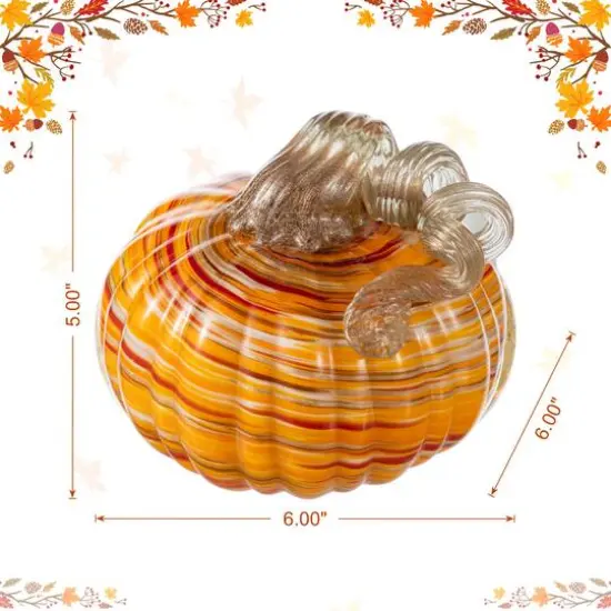 Glitzhome&reg; Fall Multi Stripes Glass Pumpkin {9}
